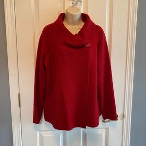 BUY 2 ITEMS & GET 1 FREE - Cleo Red Crossover Sweater Sz L